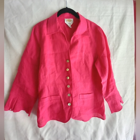 Vintage Tops - Pink Irish linen button down top